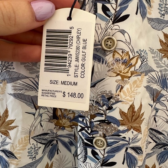 Johnnie-O Men’s Button Down Hawaiian / Floral Shirt - Picture 3 of 4